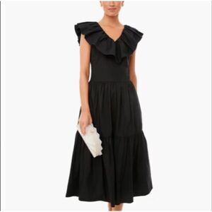 Tuckernuck Pomander Place Jo Ruffled Tiered Midi Dress in Black Size Medium